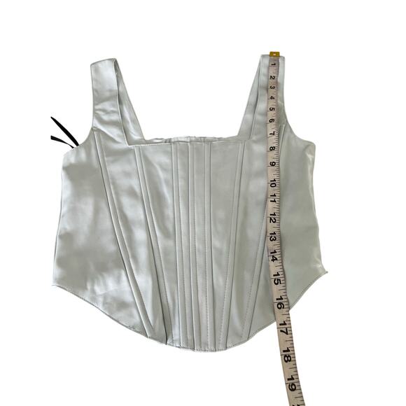 7 for all Mankind Light Blue Corset Top Faux Leather Size Small Lined Side Zip - Picture 8 of 8